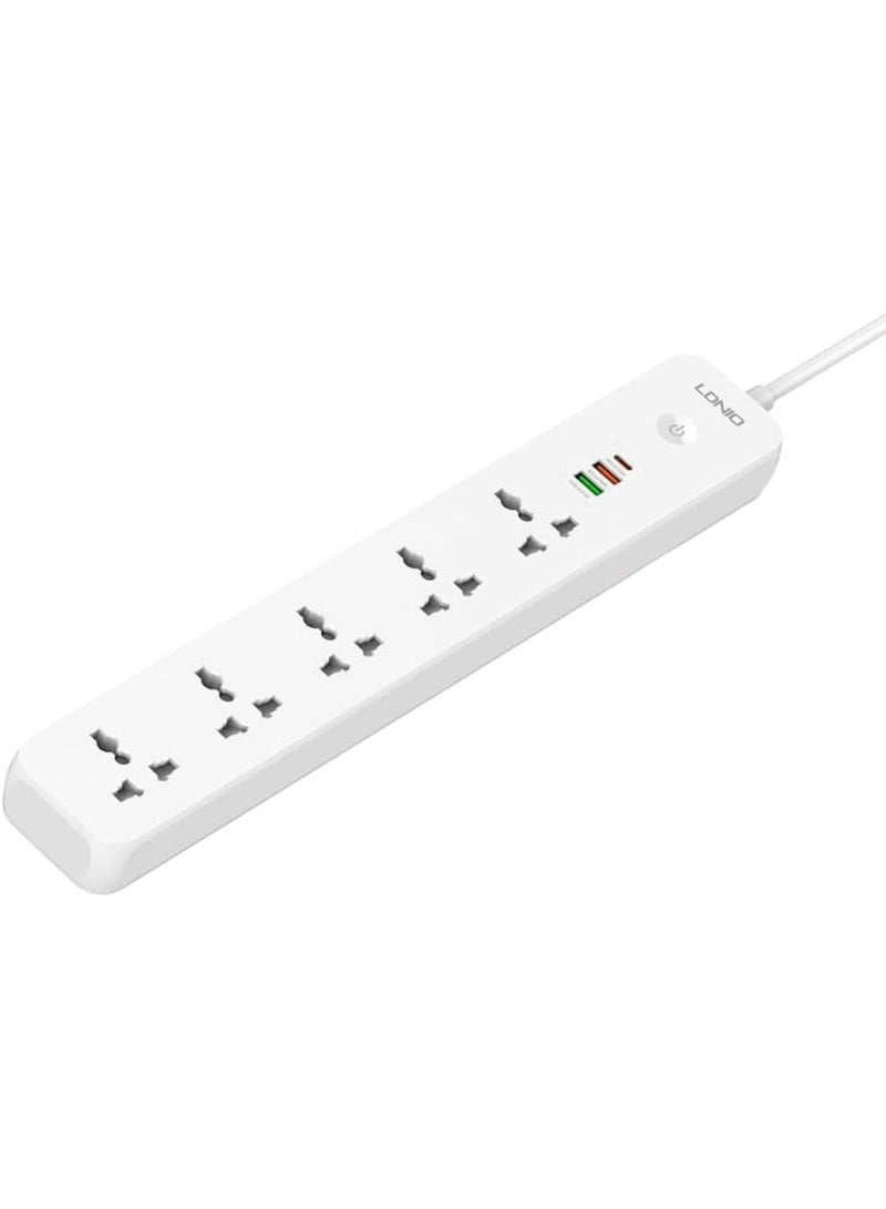 لدنيو مشترك كهرباء LDNIO SC5319 مع منافذ USB للشحن، 4 مخارج عالمية، كابل تمديد 2 متر، محول ومقبس سفر - Image 2