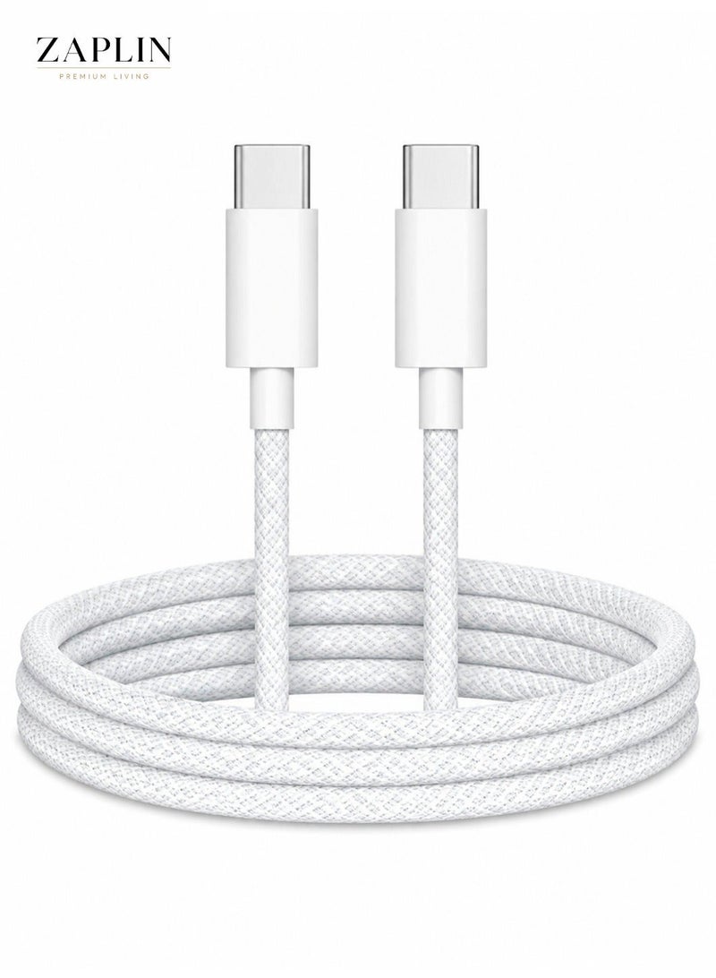 ZapLin Type C Cable 60W USB C to C Fast Charger Cable, 1M Braided Woven Charging Cord for iPhone 17/16/15 Pro Max/Plus, MacBook Pro/Air, iPad Air 4/5, Mini 6, iPad Pro 12.9/11, Samsung Galaxy - Image 1