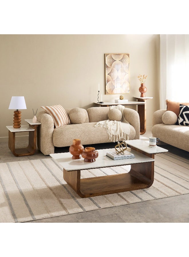 Home Box طاولة نهاية من الرخام الأصلي أشتون مع قاعدة خشبية صلبة - Image 5