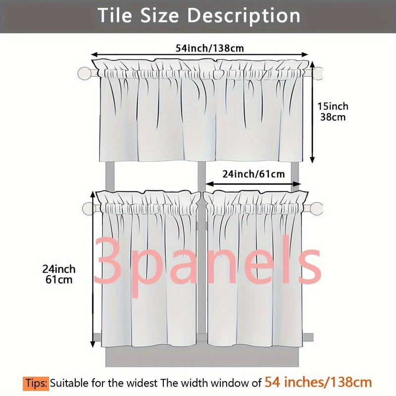 Noon Set Of 3 Red And White Plaid Short Curtains With Pocket For Hanging On Top Rod Country Kitchen Curtains Decorative Coffee And Laundry Room Partition Curtain 54 Inch X 15 Inch And 26 Inch X 24 Inch - Image 3