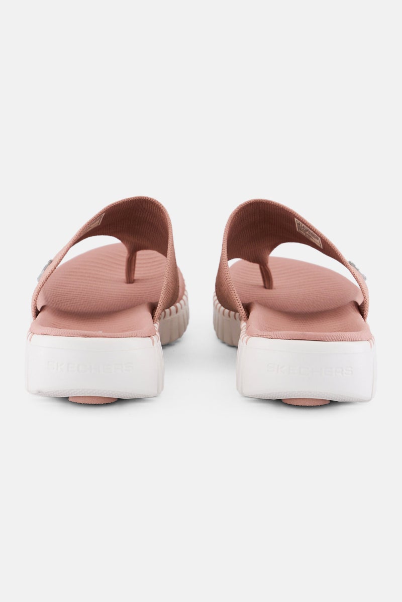 SKECHERS Women Go Walk Smart Slip On Slippers, Rose Pink  - Image 2