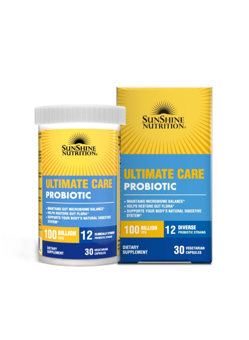 صن شاين للتغذية رعاية بروبيوتيك النهائية 100 مليار، دعم متقدم للجهاز الهضمي، 30 كبسولة في-كبسولة
