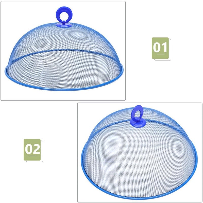 2pcs Metal Mesh Food Cover Dome 28cm Blue Food Protection Cover Tent for Dining Table Kitchen Restaurant Use - Image 3