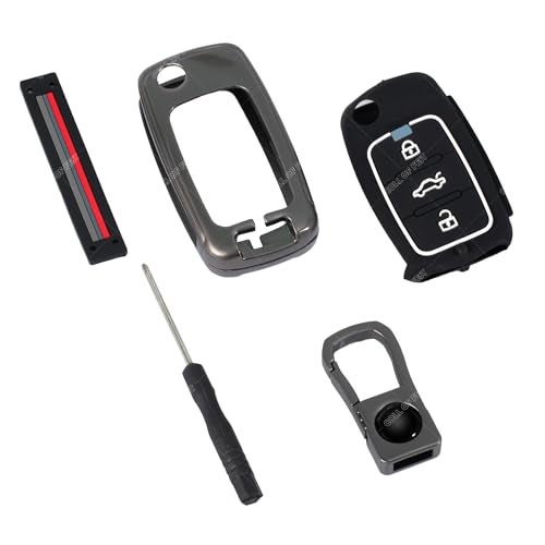 Coll of Fest Metal Silicon Key Cover Compatible with Polo Vento Jetta Ameo Passat and Skoda Rapid Laura Superb Octavia Fabia Yeti 3 Button Flip Key Feature Visible in Low-Light Conditions - Image 4