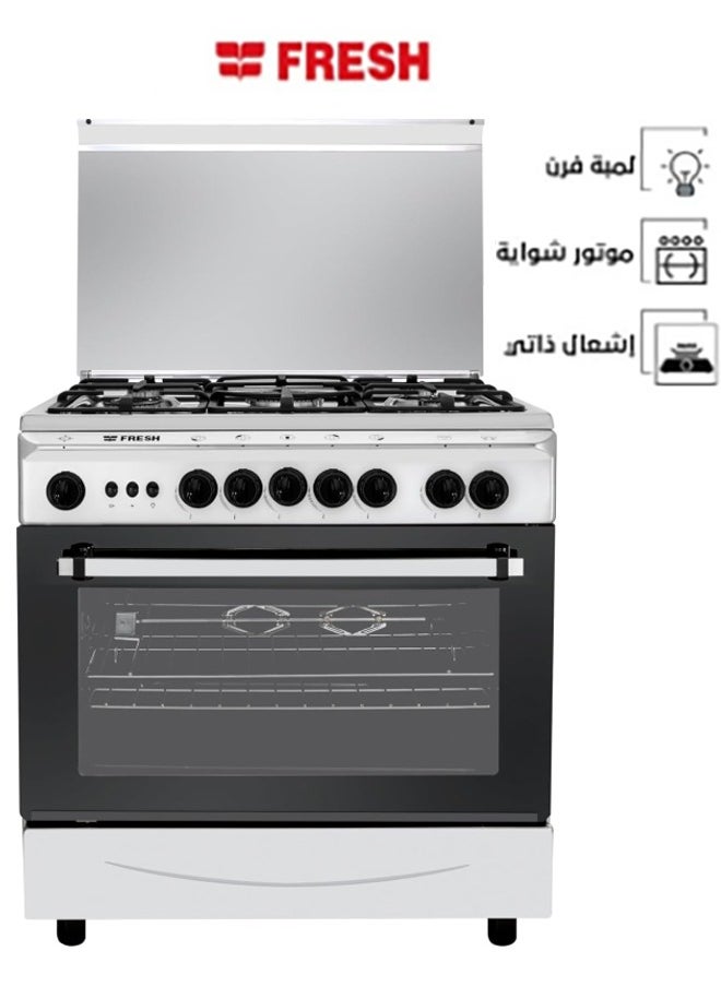 فريش فرن غاز 55*80 سم 5 شعلات غاز ستانلس ستيل أمان كامل | FSC8055  - Image 1