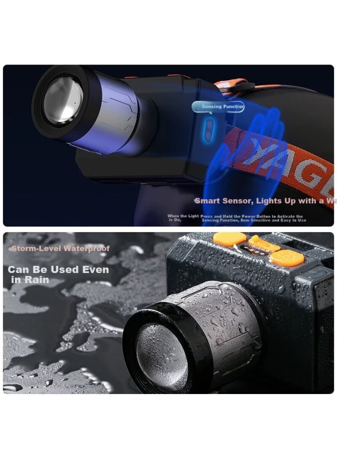Yage Induction Headlamp Zoomable High Brightness Long Battery Life Fishing Night Fishing Sea Hunting Outdoor Head-mounted Mining Lamp - Image 2
