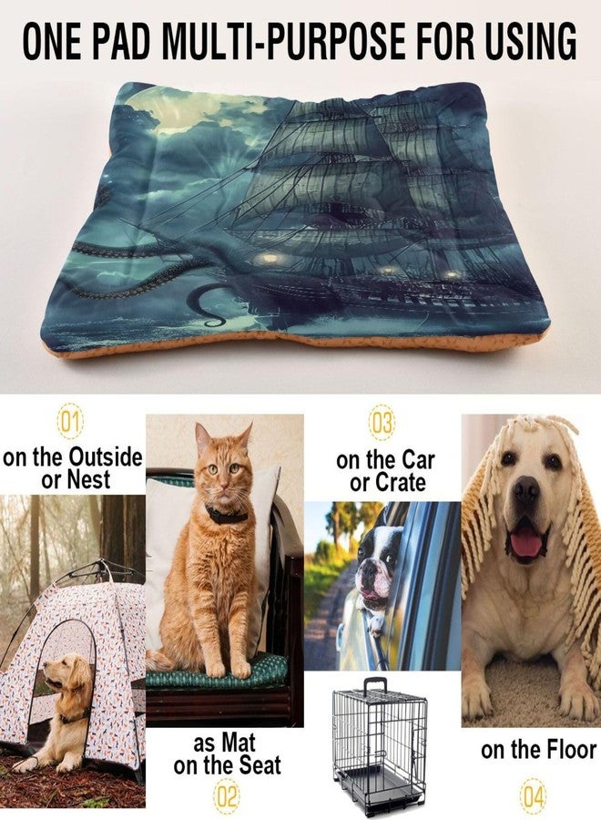 KEEPREAL Pirate Ship Dog Bed & Cat Bed for Small/Medium Pets, Ultra Soft Calming Washable Pet Bed with Non-Slip Bottom, 18x24 Inch（791） - Image 5