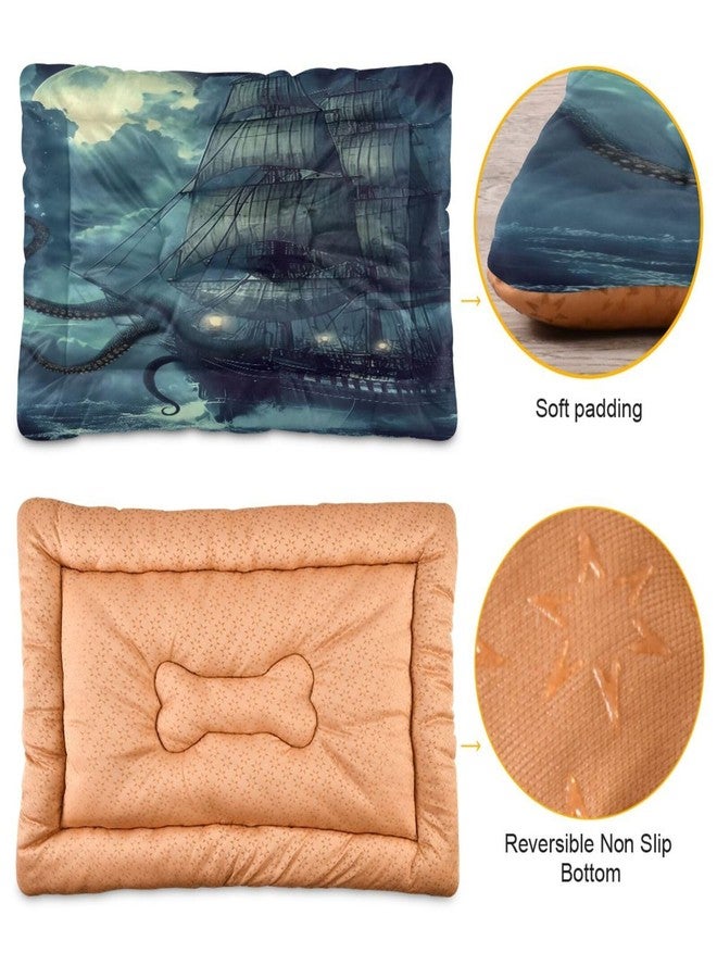 KEEPREAL Pirate Ship Dog Bed & Cat Bed for Small/Medium Pets, Ultra Soft Calming Washable Pet Bed with Non-Slip Bottom, 18x24 Inch（791） - Image 2