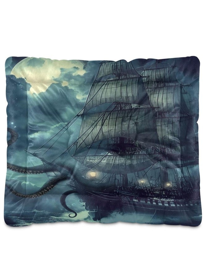 KEEPREAL Pirate Ship Dog Bed & Cat Bed for Small/Medium Pets, Ultra Soft Calming Washable Pet Bed with Non-Slip Bottom, 18x24 Inch（791） - Image 1