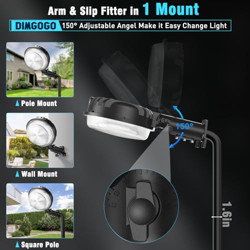 Dimgogo 150W LED Barn Light, 20000LM Dusk to Dawn Outdoor Yard Light with Photocell, IP66 Waterproof, 1200W MH/HPS Equivalent, Aluminum Housing Outside Security Flood Lighting for Garage Farmhouse - Image 4