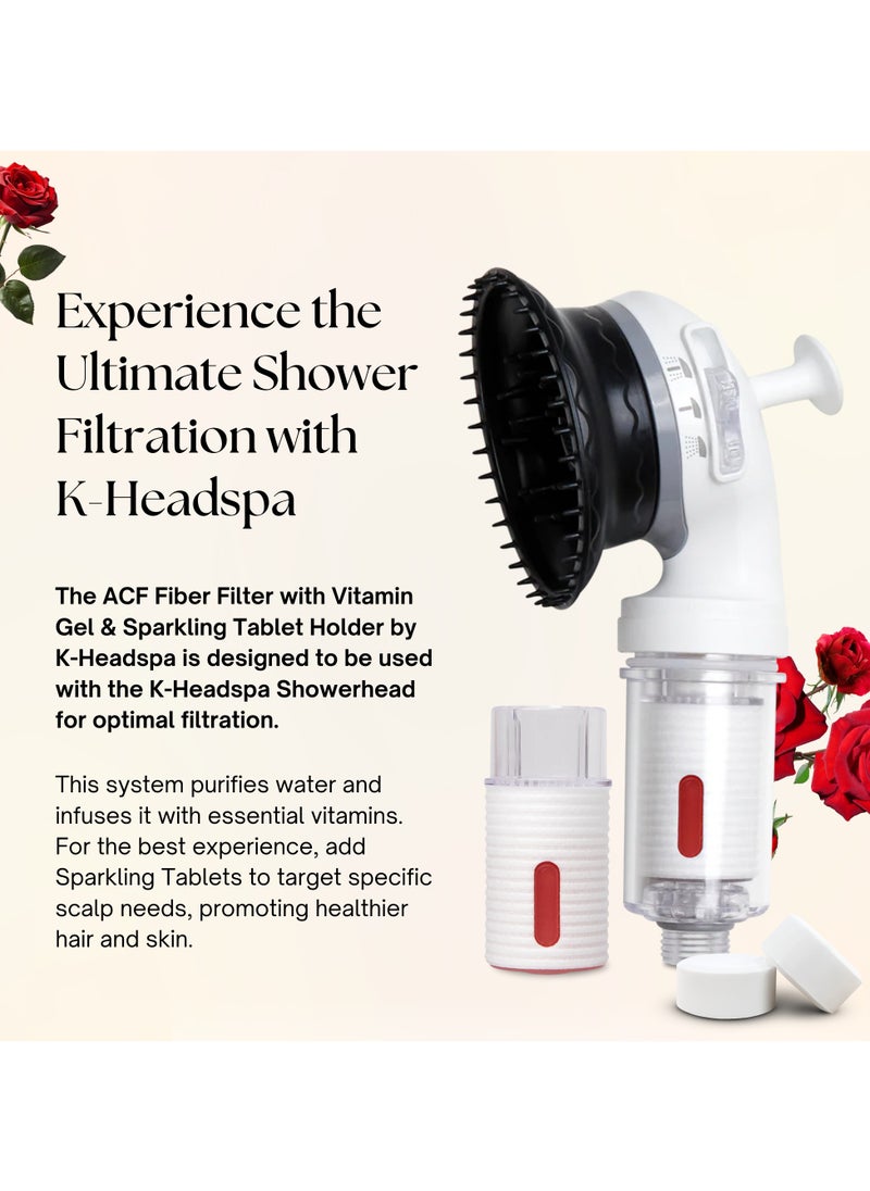 K-HEADSPA Korean Shower Head Filter with Activated Carbon Fiber & Vitamin Gel for Purifying, Scalp Revitalization, and Healthy Hair Growth –  Eliminates Impurities & Harsh Chemicals, Rose Scent  - Image 4