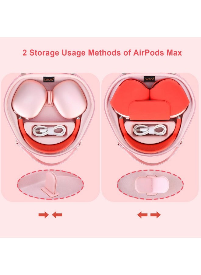 Canboc Canboc Airpods Max Case for Apple AirPods Max Wireless Over-Ear Headphones, Hard Carrying Travel Smart Headphones Case, Extra Space fits Cable, Charger, Upgrade-Pink (Fabric)  - Image 3