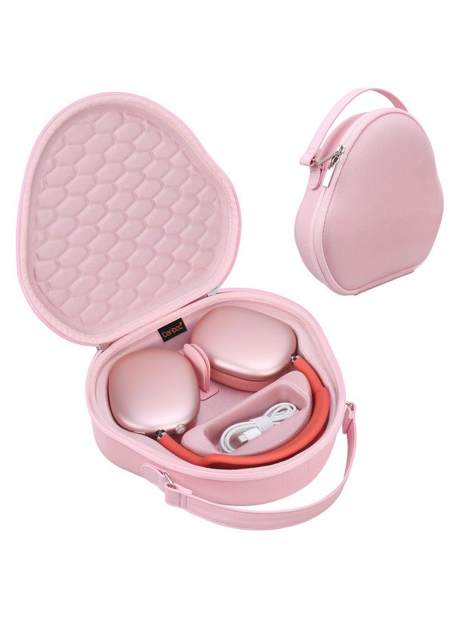 Canboc Canboc Airpods Max Case for Apple AirPods Max Wireless Over-Ear Headphones, Hard Carrying Travel Smart Headphones Case, Extra Space fits Cable, Charger, Upgrade-Pink (Fabric)  - Image 1