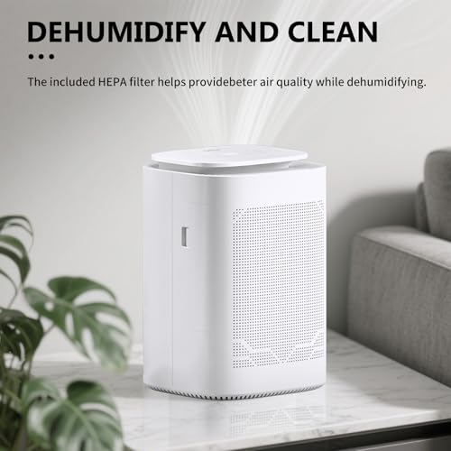 Hyintell Dehumidifier and Air Purifier Combo HEPA H13 Filter and Negative Air Ion Function,54oz(1600ML) Water Tank with Drain Hose,24hrs Auto-Off Timer,Idea for Bedroom,Bathroom(W) - Image 3