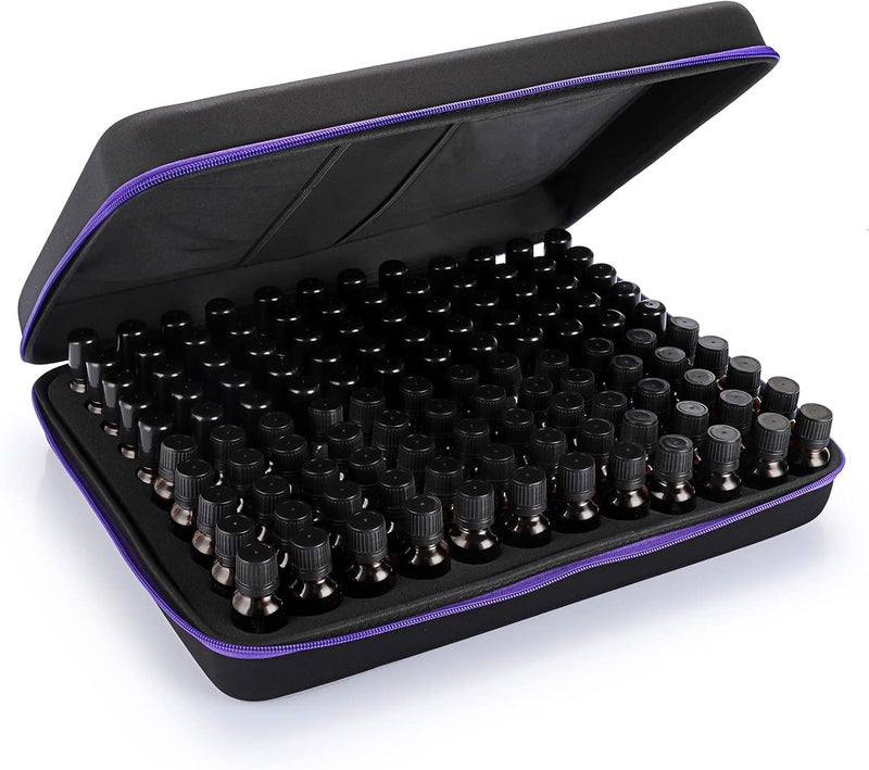 Hipiwe 120 Bottle EVA Essential Oil Storage Carrying Case Hard Shell Exterior Essential Oils Organizer Holder Traveling Bag with Foam Insert, Holds 5ml 10ml 15ml Essential Oils, Black+Purple, X-Large - Image 1