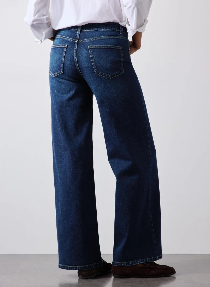 Matalan Blue Dark Wash Stretch Wide Leg Jeans for Women | Best Price UAE