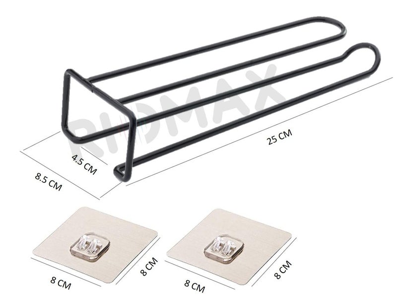 RIOMAX Stainless Steel Drill Free SelfAdhesive Paper Roll Holder Tissue Paper Stand Wine Glass Holder Kitchen Towel Holder for Kitchen Bathroom Toilet Pack of 2 - Image 2