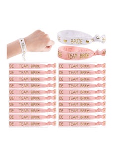 Generic Hen Party Wristbands Set, 1 White Bride Wristband +20pcs Pink Team Bride Wristband, with Rose Gold Lettering, for Bachelorette Party, Wedding Bridal Shower Decorations, Bridal Shower  - Image 1