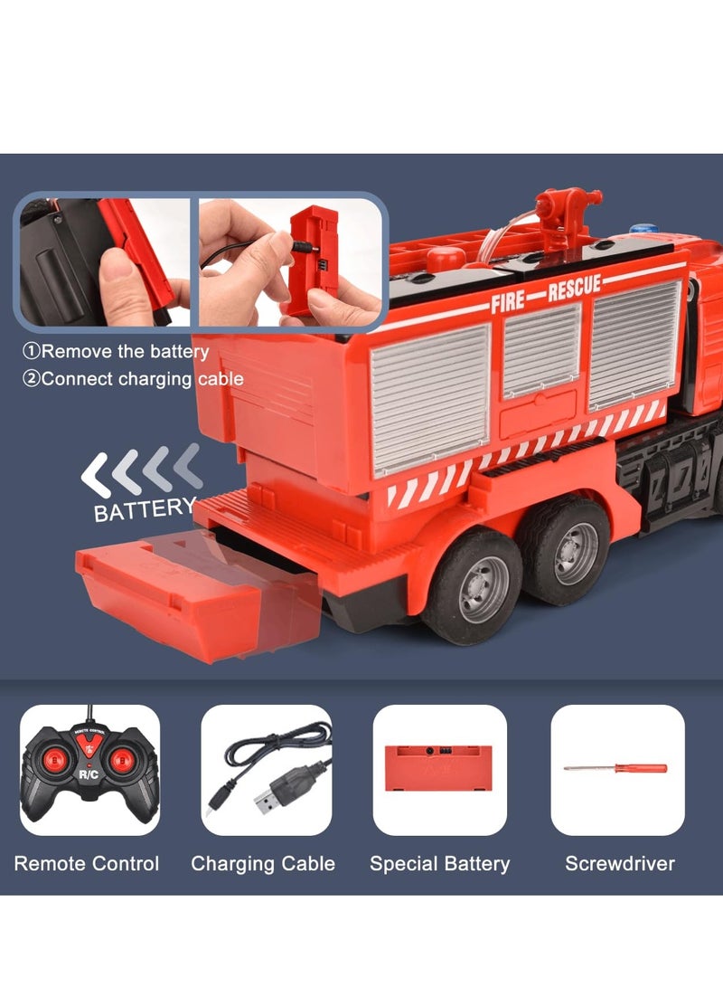 SYOSI Fire Truck Car Transforming Robot RC Fire Truck Toy for Kids Fire Truck Vehicle with One Click to Spray Water Simulated Sound Effects and Cool lighting Transformable Car Toy for Children Aged 3+ - Image 5