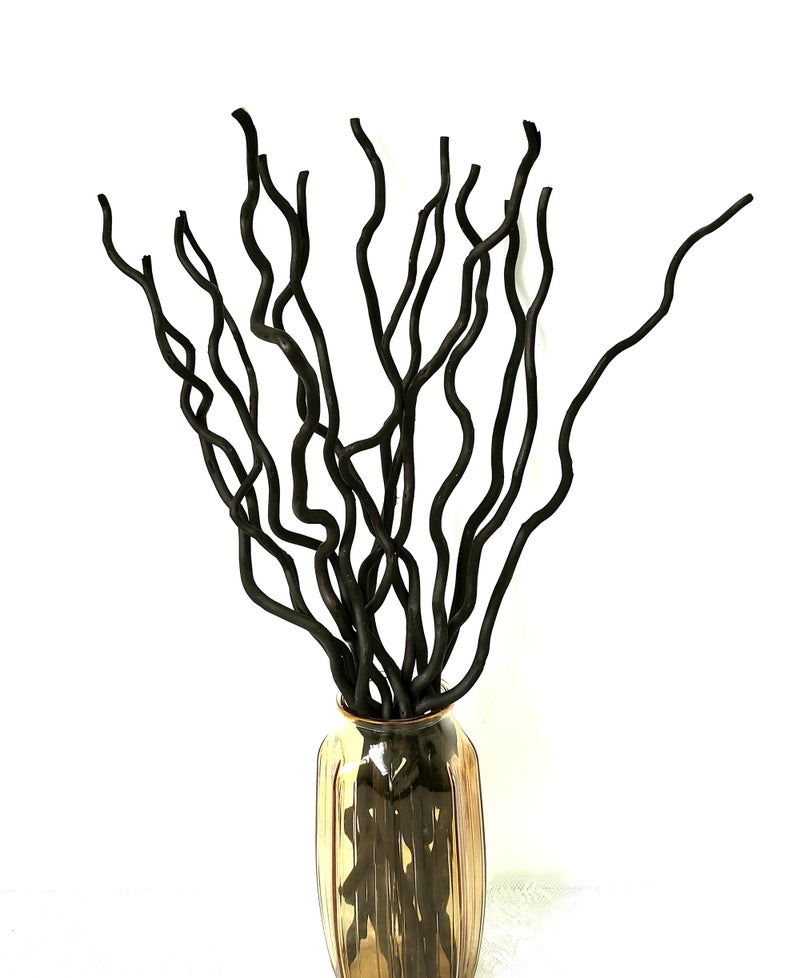DongArts Dried Curly Willow Branches, 21-23 Inch Natural Dried Branch Twigs Decorative Wood Sticks for DIY Crafts, Vases Wedding Home DÃ©cor, Elegant Black - Image 1