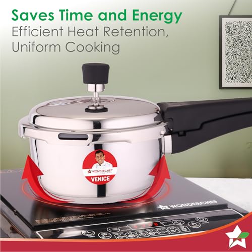 Wonderchef Venice Stainless-steel Pressure Cooker | 2L | Outer Lid | Triply Bottom | Safe Cooking | Compatible with Gas Stove, Induction, Ceramic, and Electric Stoves | ISI Certified | 5-Year Warranty - Image 5