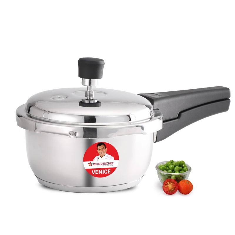 Wonderchef Venice Stainless-steel Pressure Cooker | 2L | Outer Lid | Triply Bottom | Safe Cooking | Compatible with Gas Stove, Induction, Ceramic, and Electric Stoves | ISI Certified | 5-Year Warranty - Image 2