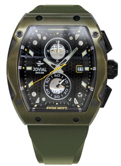 JOVIAL  1525GBRC93E, Bold Chronograph Design
Striking tonneau case, Swiss movement, and full chronograph function—built for a bold, sporty look with precision timing.