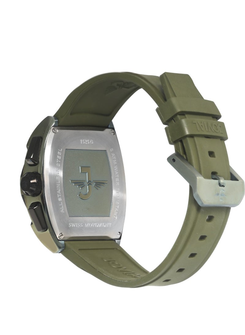 Jovial JOVIAL  1525GBRC93E, Bold Chronograph Design
Striking tonneau case, Swiss movement, and full chronograph function—built for a bold, sporty look with precision timing.  - Image 3