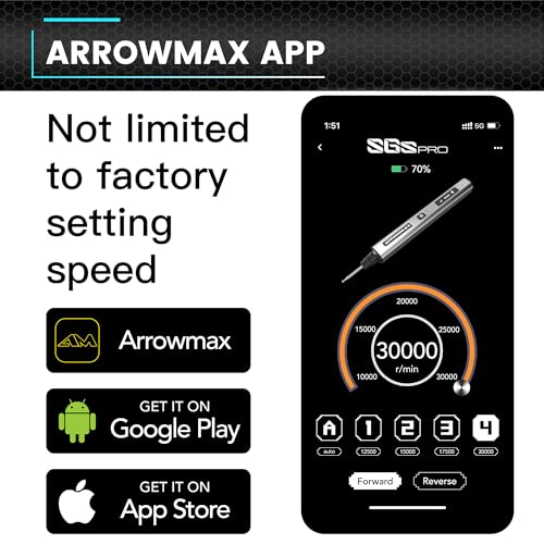 ArrowMax AM ARROWMAX Smart Engraving Pen, HollowCup Motor, 42 Bits with Aluminum Case, OLED, Magnetic Charge, Mini Electric Engraving Tool for Metal, Wood, Glass and Plastic (SGS PRO) - Image 5