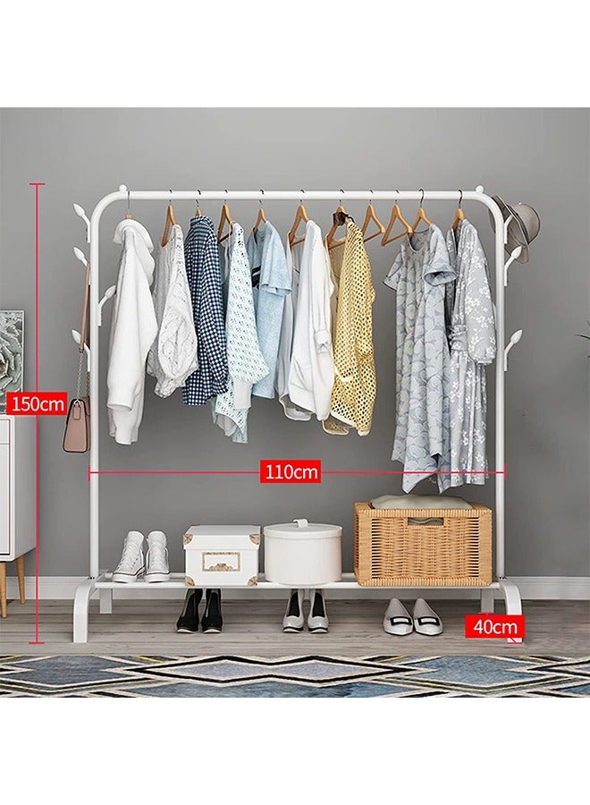 رولستيمي رف ملابس معدني متعدد الأغراض مع أرفف سفلية أبيض 110 * 40 * 150 سم - Image 2