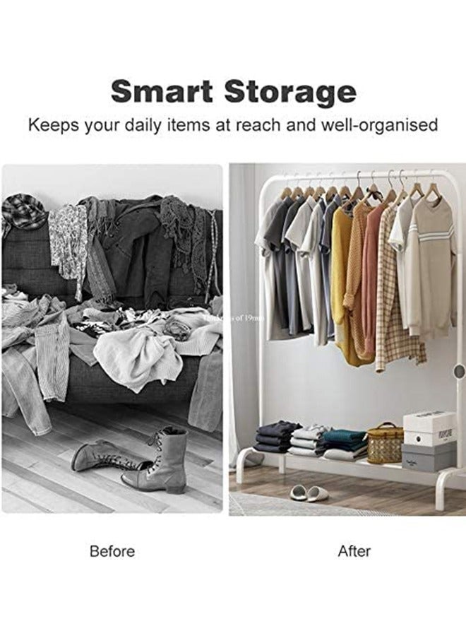 رولستيمي رف ملابس معدني متعدد الأغراض مع أرفف سفلية أبيض 110 * 40 * 150 سم - Image 5