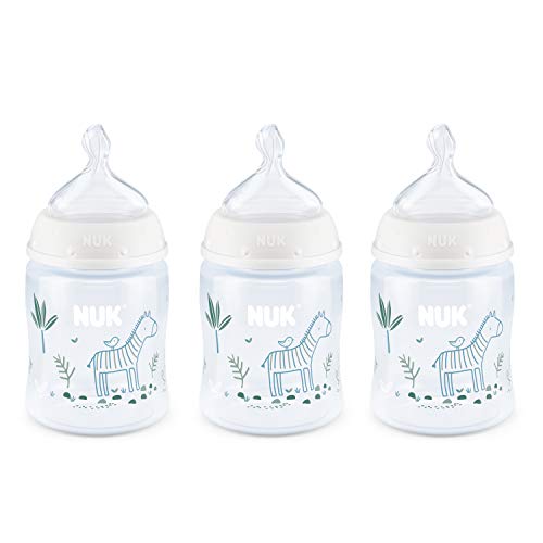 NUK Smooth Flow Anti Colic Baby Bottle, 5 oz, 3 Pack, Zebra - Image 1