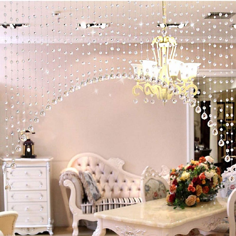 LIGHT WAVE lw Crystal 30 String Glass Drops Crystal Beads Curtain with 30 mm Glass Drops Arch Shape (30 String Suitable fo 4 to 5 feet) - Image 1