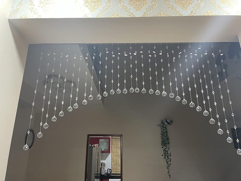 LIGHT WAVE lw Crystal 30 String Glass Drops Crystal Beads Curtain with 30 mm Glass Drops Arch Shape (30 String Suitable fo 4 to 5 feet) - Image 4