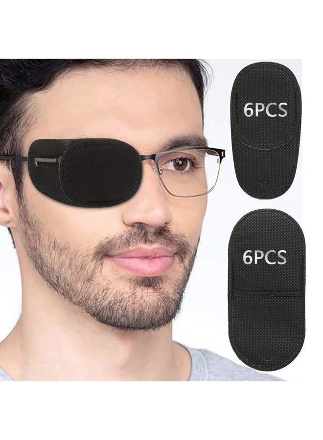 VEEJION Eye Patches for Adults Kids 12 Piece Patch Glasses Treat Lazy Amblyopia Strabismus Left or Right Eyes (Black) - Image 1