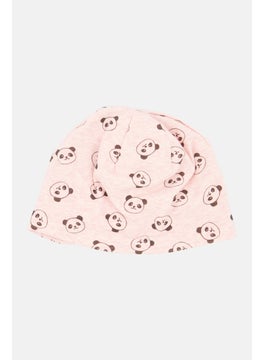 Reserved Toddlers Girl Allover Print Beanie, Pink Combo  - Image 1