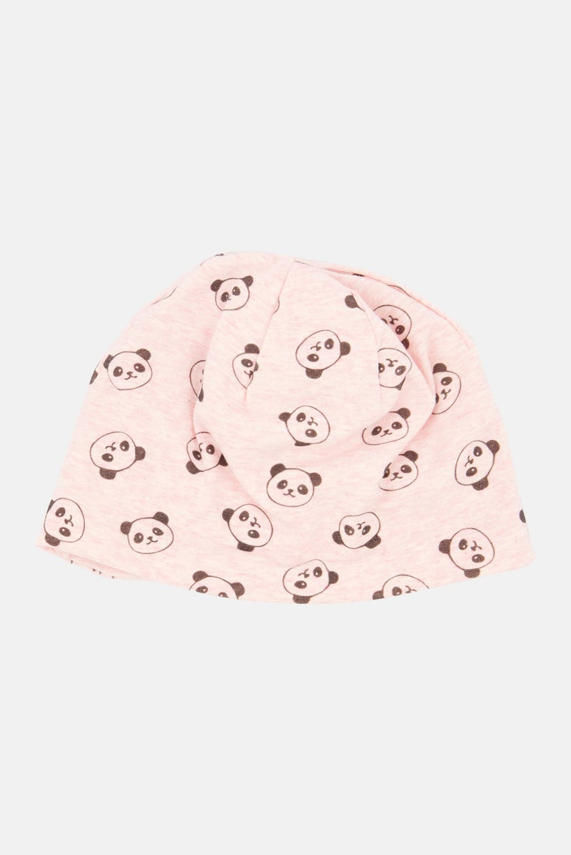 Reserved Toddlers Girl Allover Print Beanie, Pink Combo - Image 1