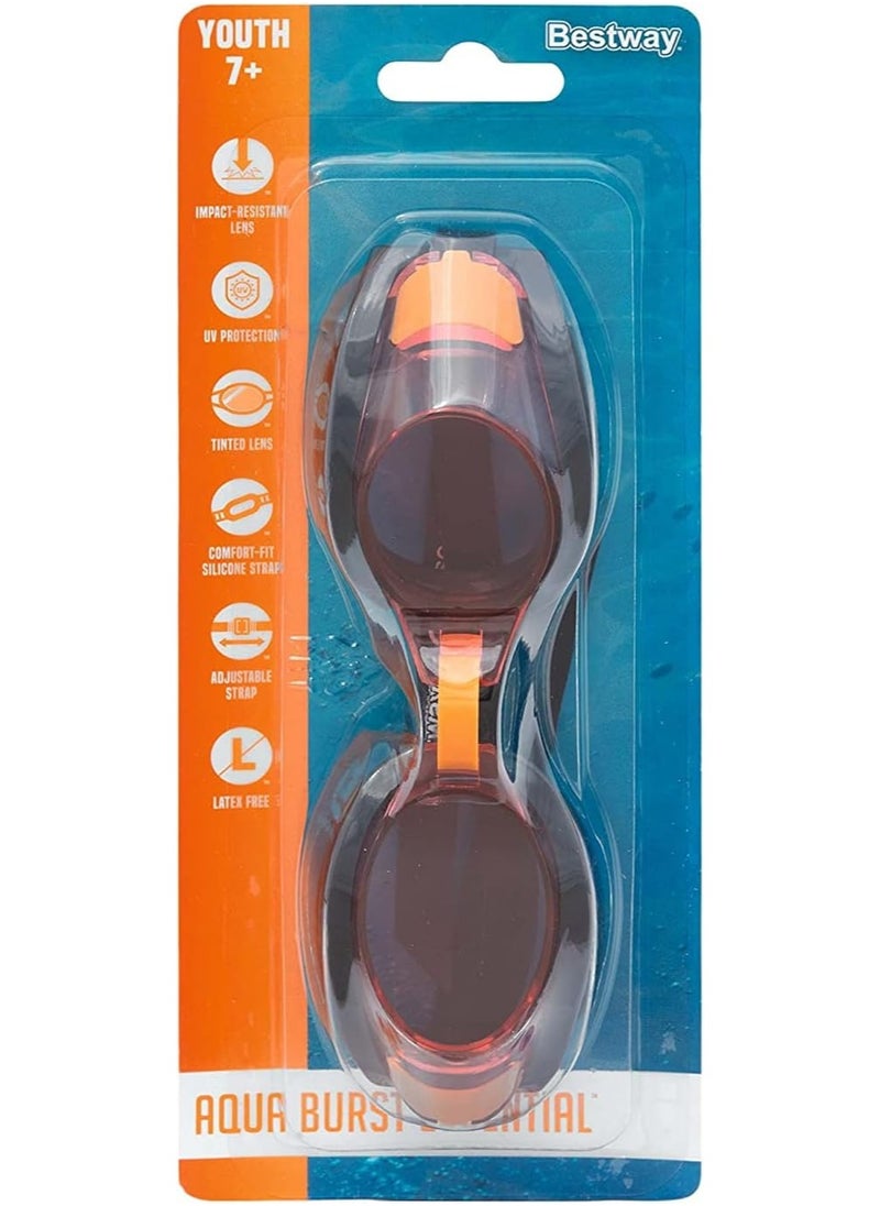 بست واي نظارات سباحة للأطفال والشباب Bestway Aqua Burst Essential 2: حماية UV، عدسات بولي كربونات ملونة، وسادات سيليكون مريحة، حزام وجسر أنف قابل للتعديل  - Image 3