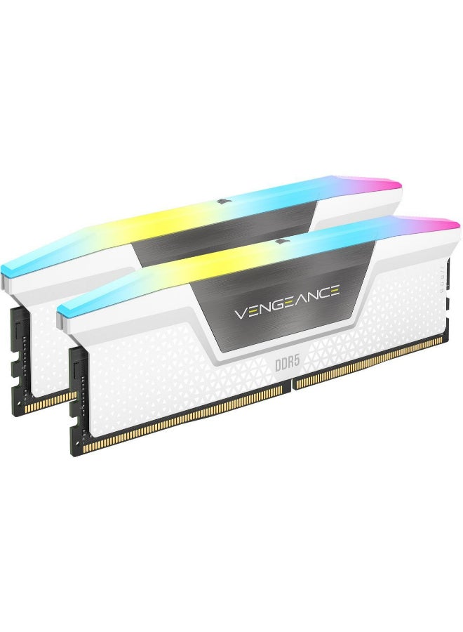 CORSAIR VENGEANCE RGB DDR5 RAM 32GB (2x16GB) 6400MHz CL36 Intel XMP iCUE Compatible Computer Memory - White - Image 2