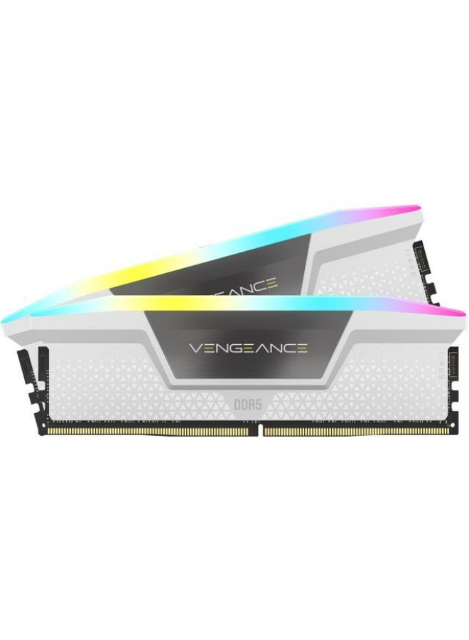 CORSAIR VENGEANCE RGB DDR5 RAM 32GB (2x16GB) 6400MHz CL36 Intel XMP iCUE Compatible Computer Memory - White - Image 1