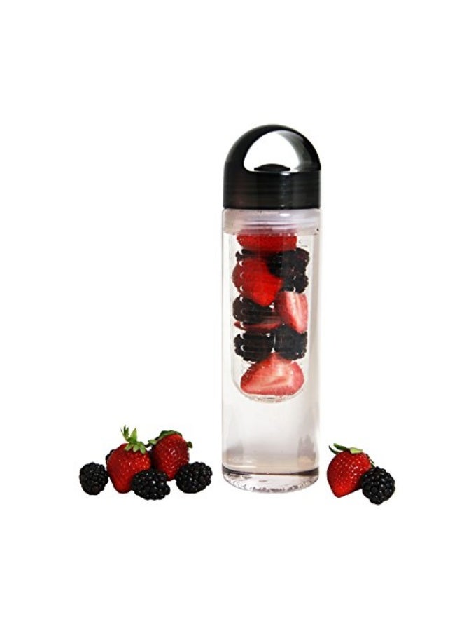 Tier1 23oz Fruit Infuser Water Bottle with Loop Cap  BPA free  Black - Image 1