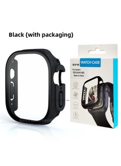 Generic For Iwatch Ultra Protective Case Tempered Film One-piece S8 Protective Case Apple Watch Ultra Protective Case-Color:Black (with Packaging)-Exterior Dimension:49mm  - Image 1