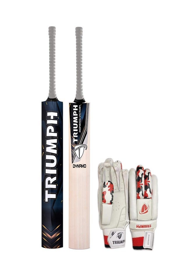 ترايامف مضرب كريكيت رجالي من خشب الصفصاف الإنجليزي من تريومف دينامو وقفازات ضرب من تريومف دينامو لليد اليسرى - Image 2