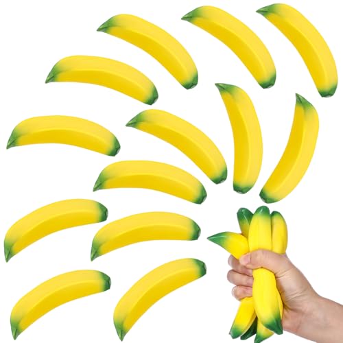 Kasyat 15 Pcs Banana Stress Toys Banana Stretchy Toys PU Relief Stress Balls Classroom Birthday Xmas Gifts Tiny Party Supplies for Relief Party Favors Bag Fillers551 Inches - Image 1