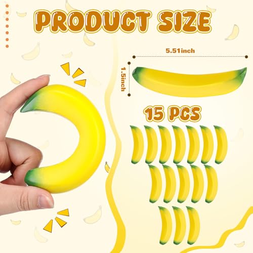 Kasyat 15 Pcs Banana Stress Toys Banana Stretchy Toys PU Relief Stress Balls Classroom Birthday Xmas Gifts Tiny Party Supplies for Relief Party Favors Bag Fillers551 Inches - Image 5