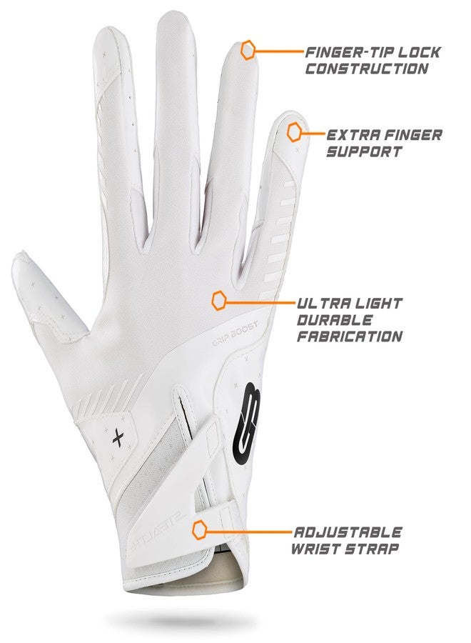 غريب بوست قفازات كرة القدم Grip Boost Solid Stealth 6.0 Boost Plus - مقاسات الكبار (أبيض سادة، كبير جدًا) - Image 4