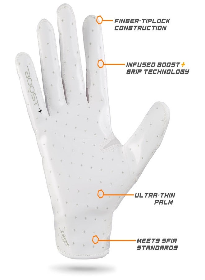 غريب بوست قفازات كرة القدم Grip Boost Solid Stealth 6.0 Boost Plus - مقاسات الكبار (أبيض سادة، كبير جدًا) - Image 3