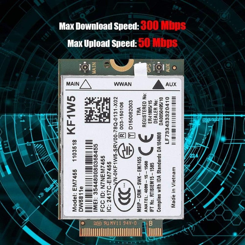 كلاراكو بطاقة EM7455 اللاسلكية 4G LTE WWAN NGFF لسلسلة Dell Latitude، سرعة تنزيل قصوى 300 ميجابت في الثانية، سرعة رفع قصوى 50 ميجابت في الثانية - Image 2