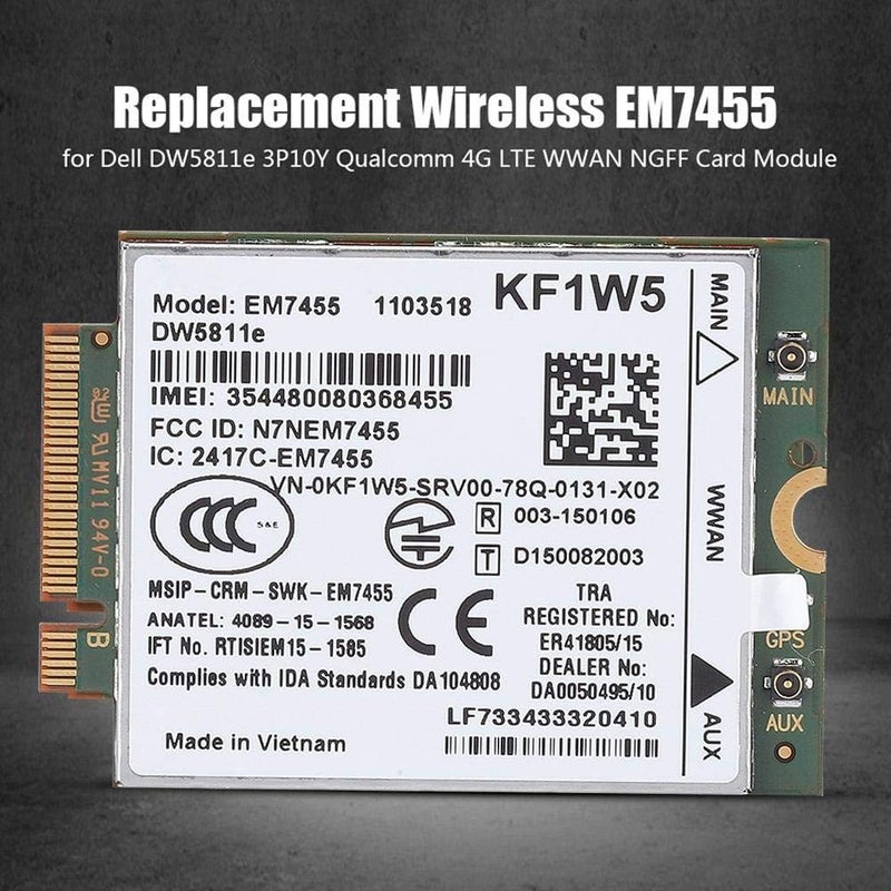 كلاراكو بطاقة EM7455 اللاسلكية 4G LTE WWAN NGFF لسلسلة Dell Latitude، سرعة تنزيل قصوى 300 ميجابت في الثانية، سرعة رفع قصوى 50 ميجابت في الثانية - Image 3