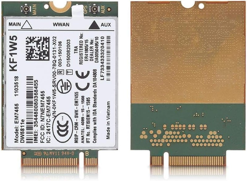 كلاراكو بطاقة EM7455 اللاسلكية 4G LTE WWAN NGFF لسلسلة Dell Latitude، سرعة تنزيل قصوى 300 ميجابت في الثانية، سرعة رفع قصوى 50 ميجابت في الثانية - Image 5